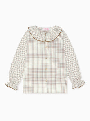Caramel Check Francisca Girl Long Sleeve Shirt