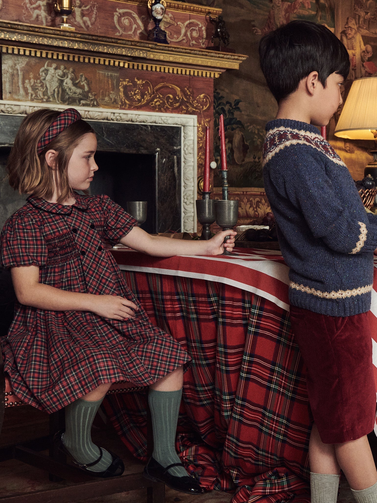 Red Tartan Arcadia Girl Hand-Smocked Dress