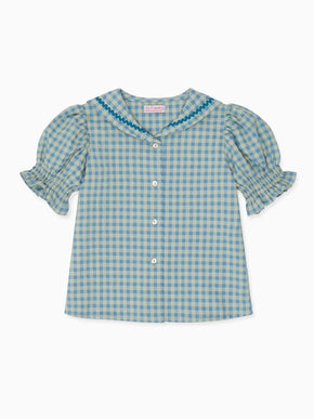 Olive Gingham Georgina Girl Shirt