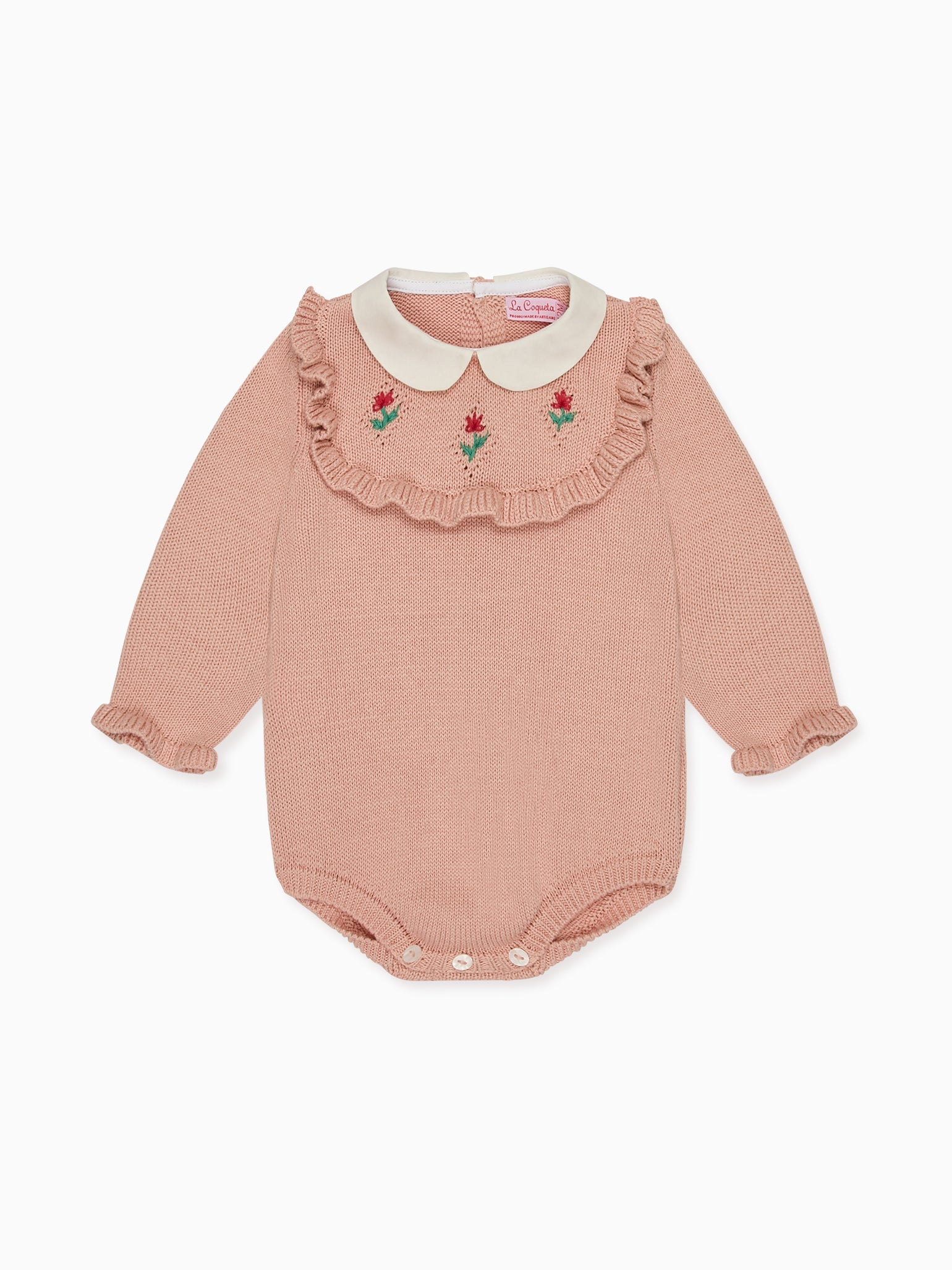 Dusty Pink Ginia Cotton Baby Girl Knitted Romper