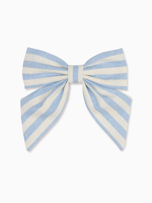 Blue Stripe Girl Large Bow Clip