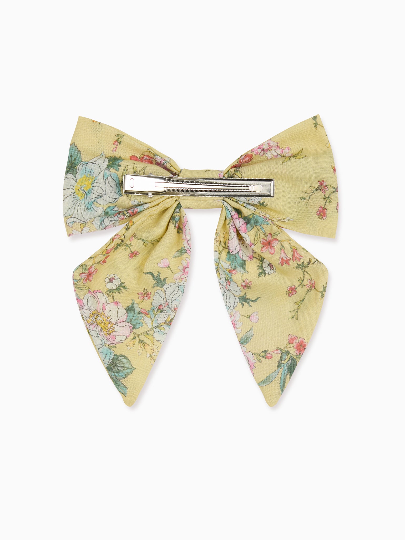 Yellow Floral Girl Large Bow Clip
