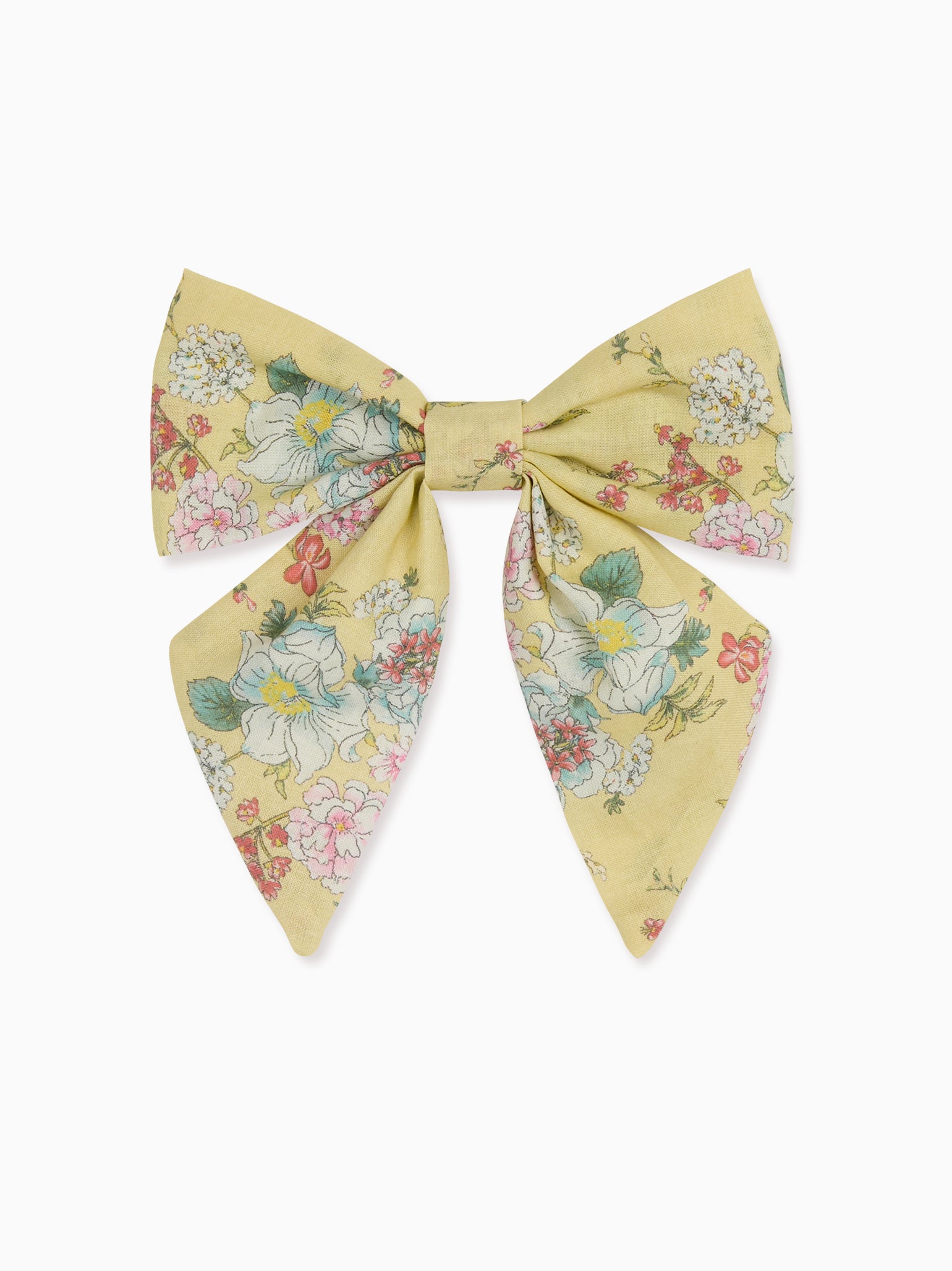 Yellow Floral Girl Large Bow Clip