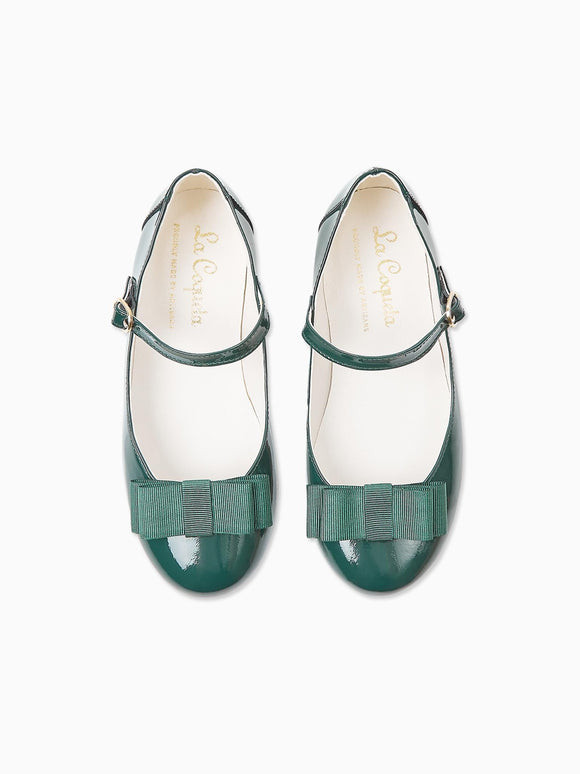Patent Green Leather Girl Bow Mary Jane Shoes