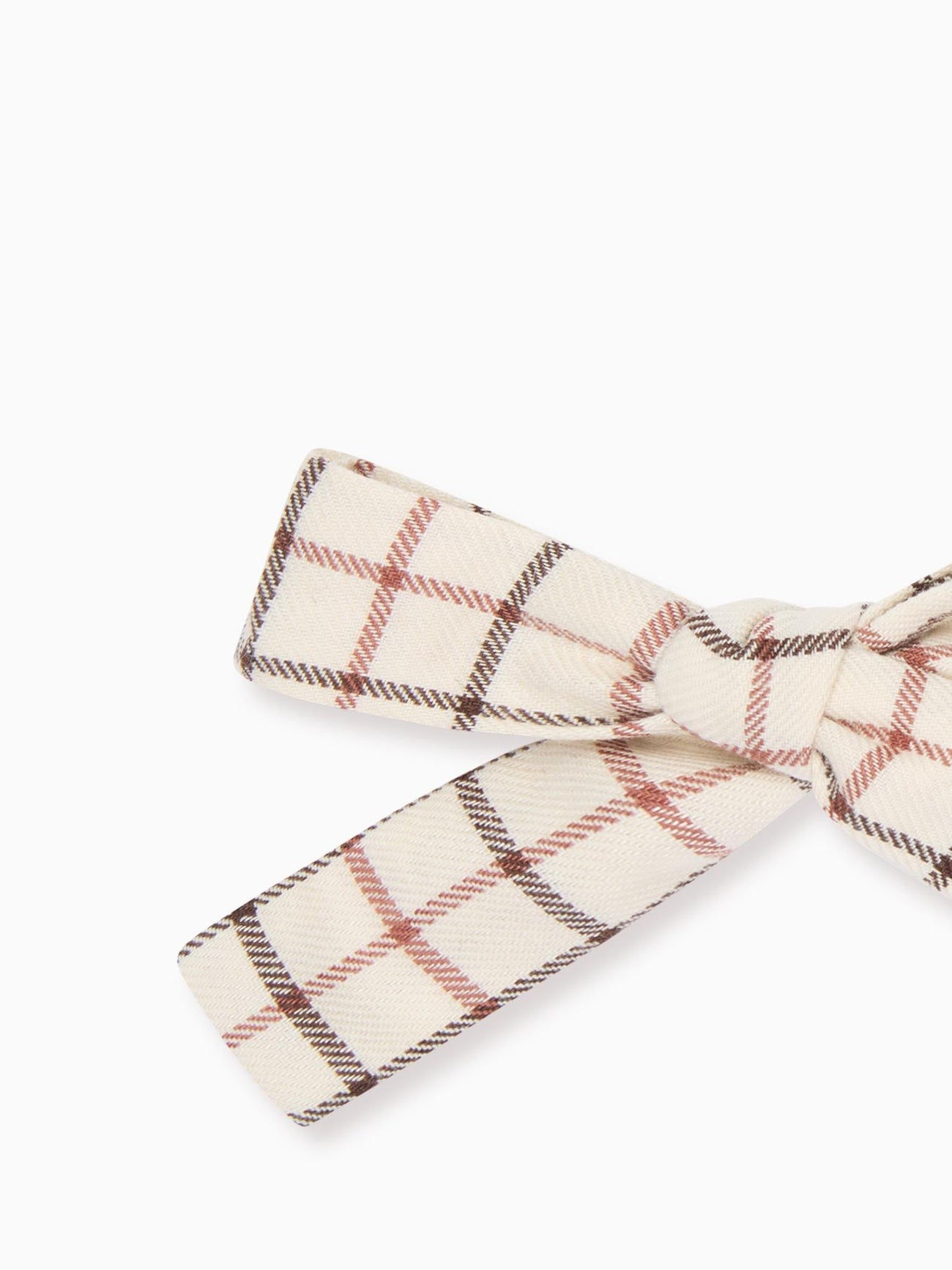 Caramel Check Girl Soft Ribbon Bow Clip