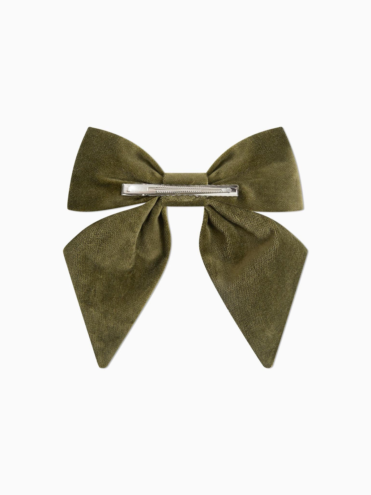 Olive Girl Velvet Large Bow Clip