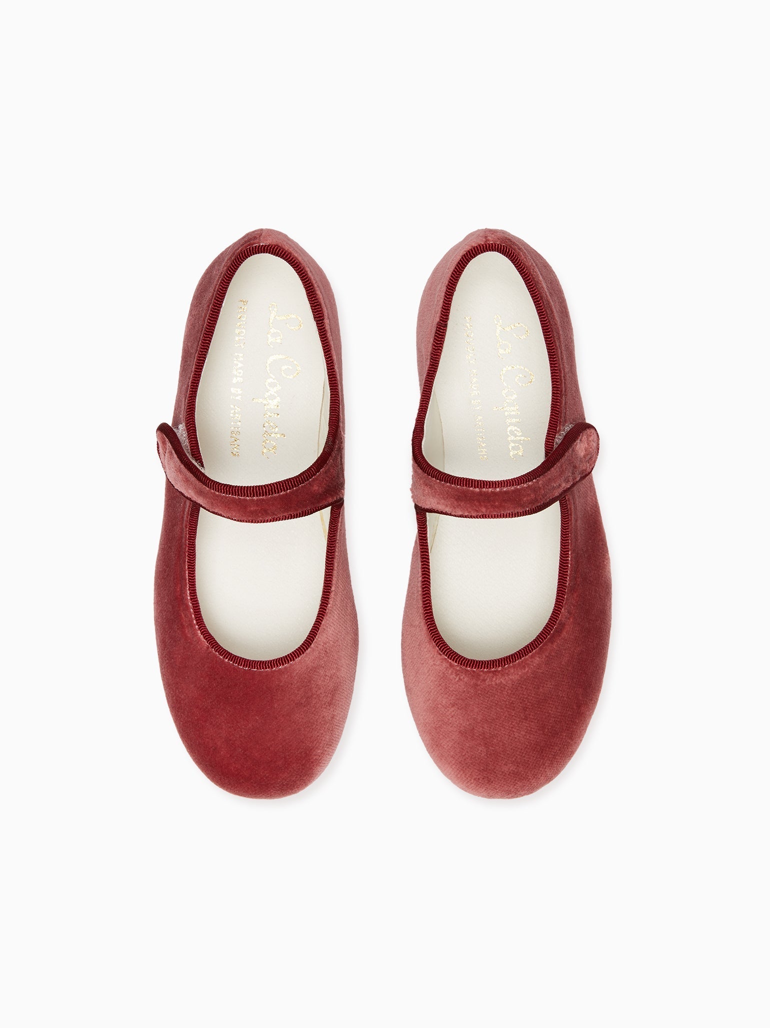 Dusty Pink Velvet Girl Mary Jane Shoes La Coqueta Kids UK