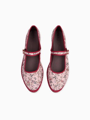 Flabelus x La Coqueta Girl Pink Floral Mary Jane Shoes