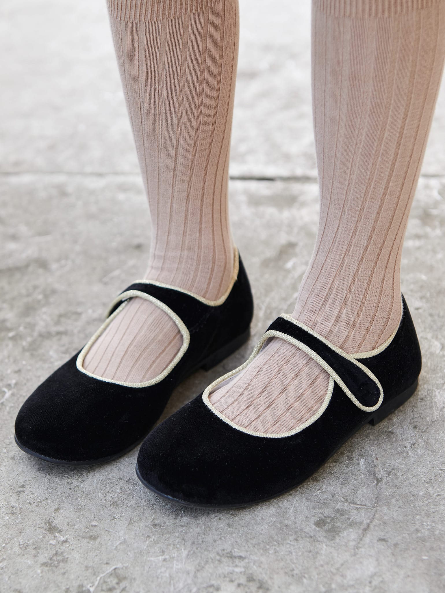 Black Velvet Girl Mary Jane Shoes