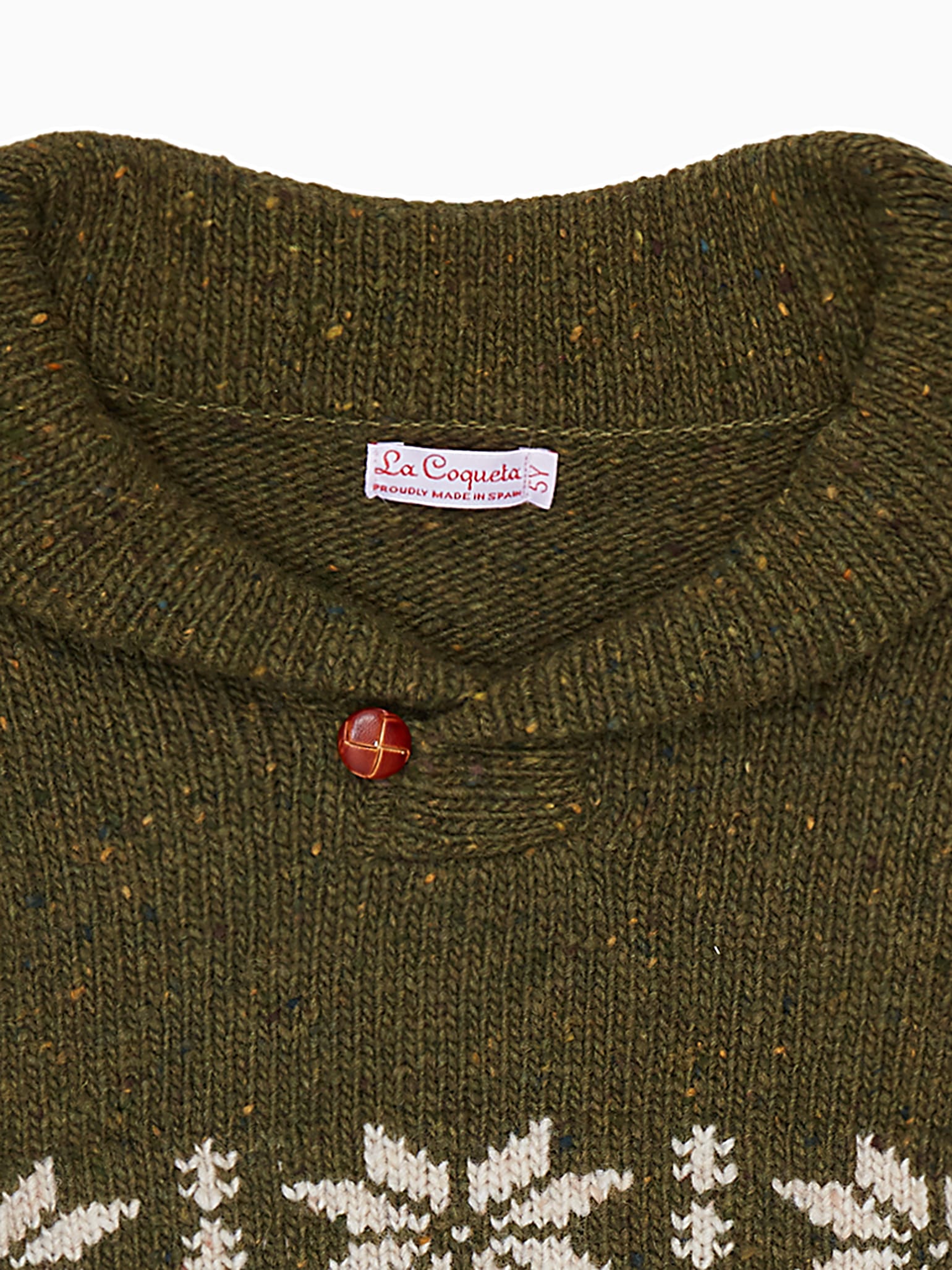 Dark Green Goyo Fair Isle Merino Kids Jumper