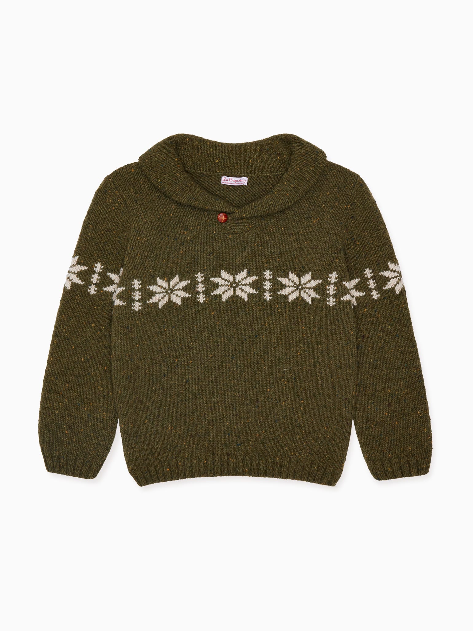 Dark Green Goyo Fair Isle Merino Kids Jumper