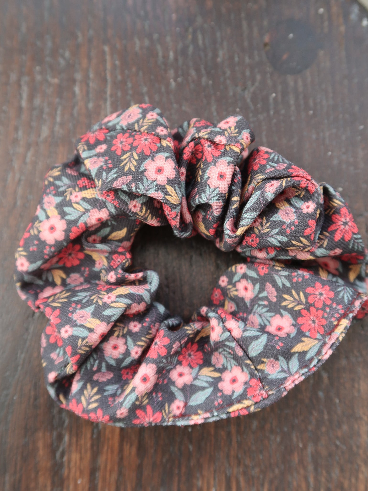 Navy Floral Girl Scrunchie
