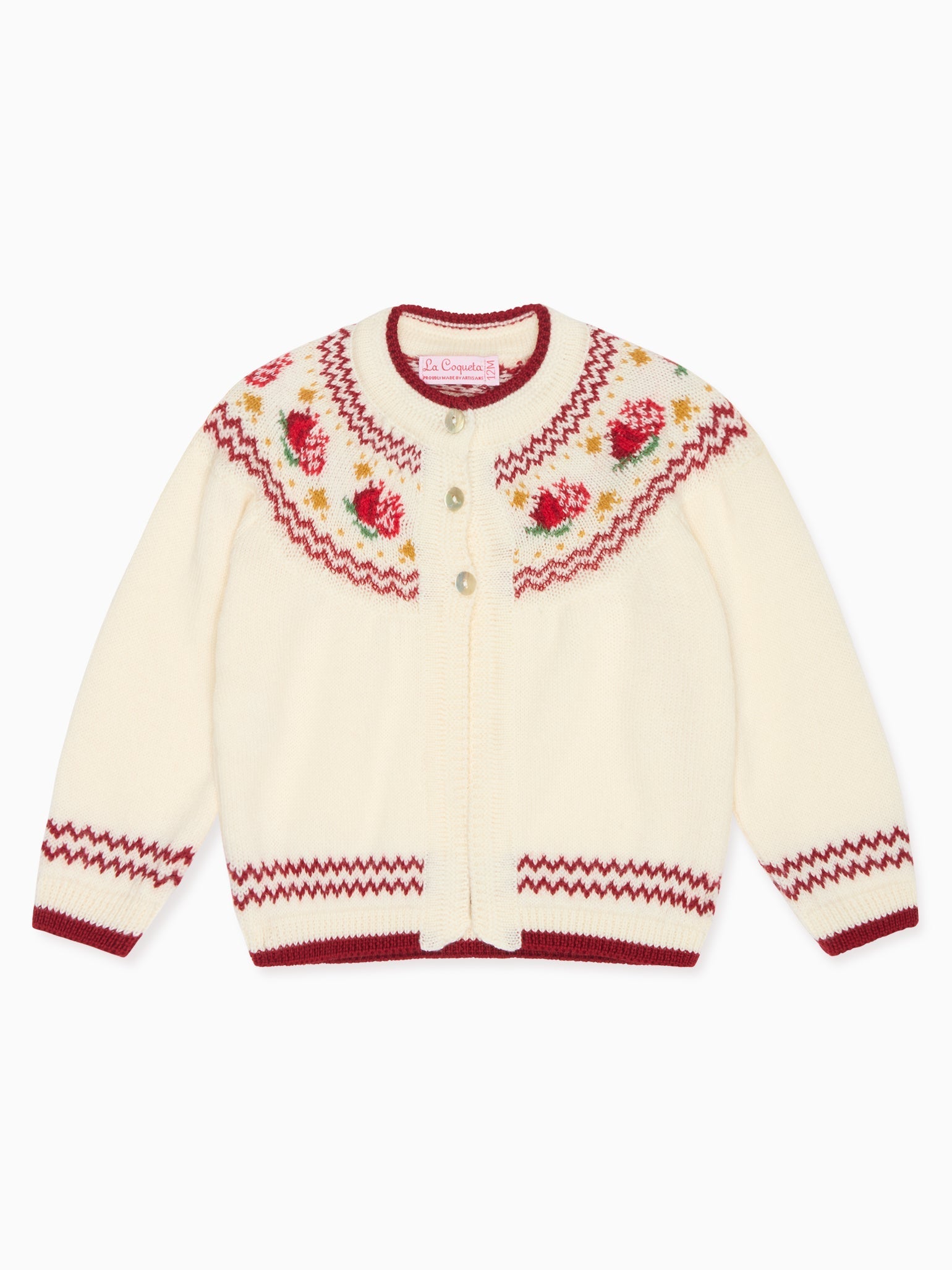 Ivory Grenada Merino Fair Isle Baby Cardigan