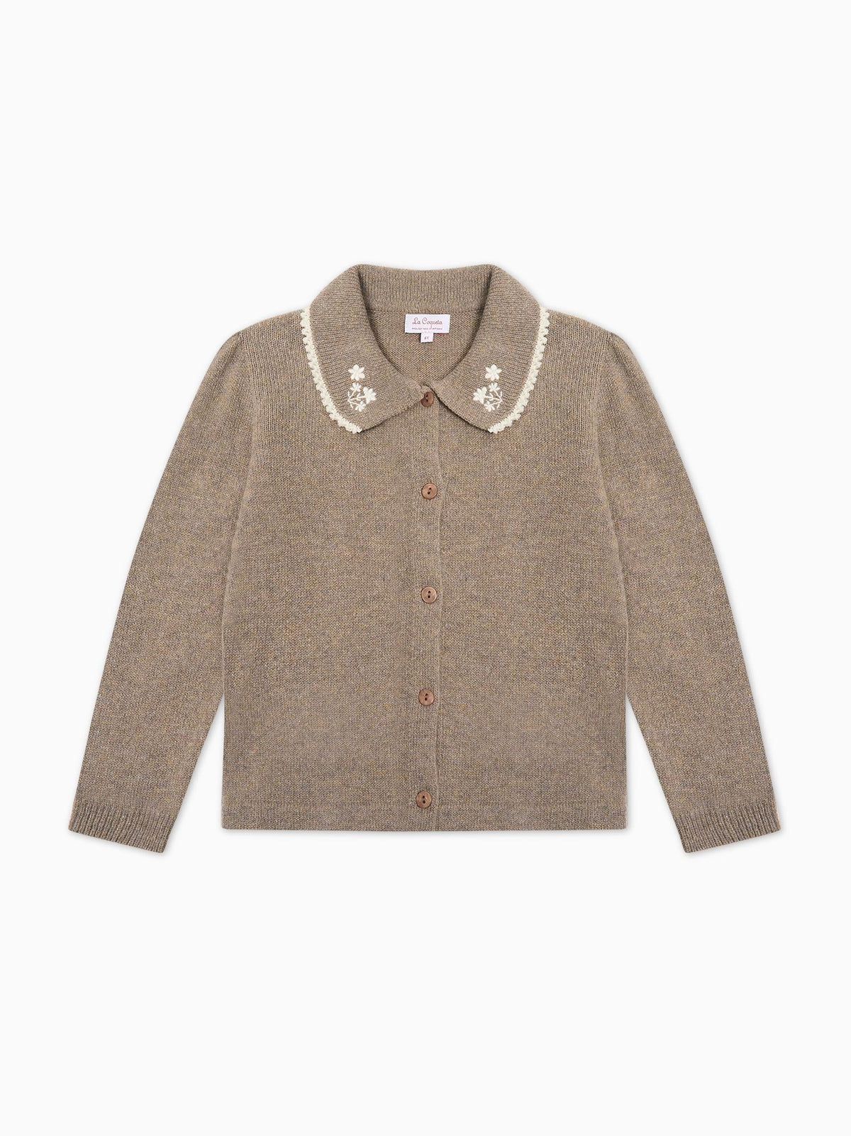 Taupe Harriet Merino Girl Cardigan