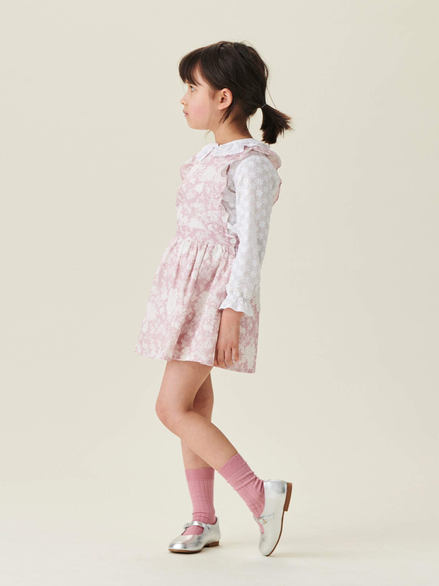 Pink Floral Hebe Girl Linen Mix Skirt