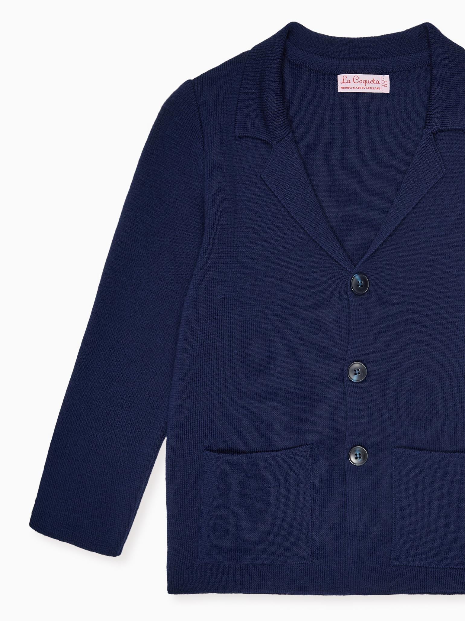 Navy Hector Merino Boy Cardigan