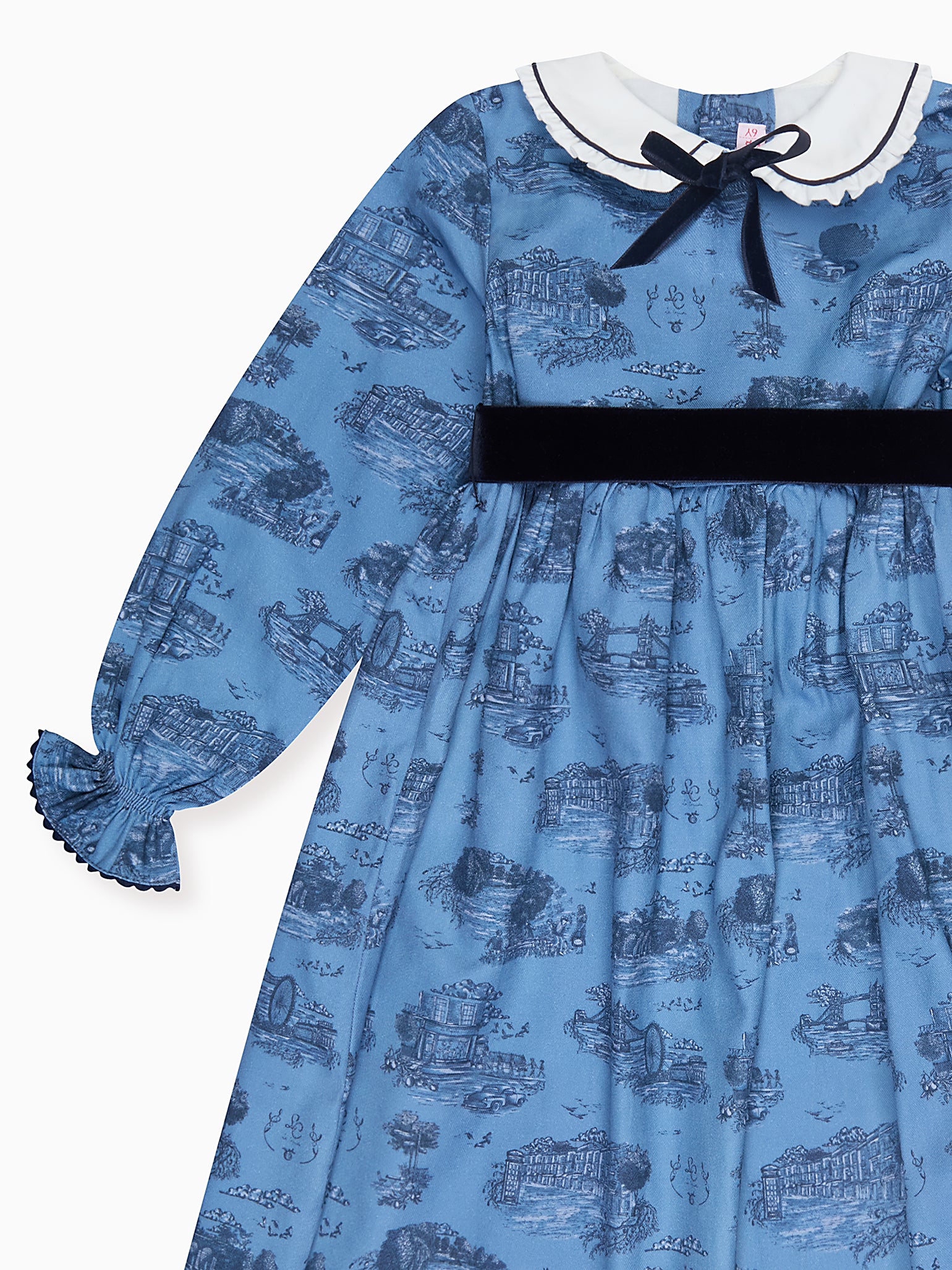 Blue Toile De Jouy Helena Girl Dress