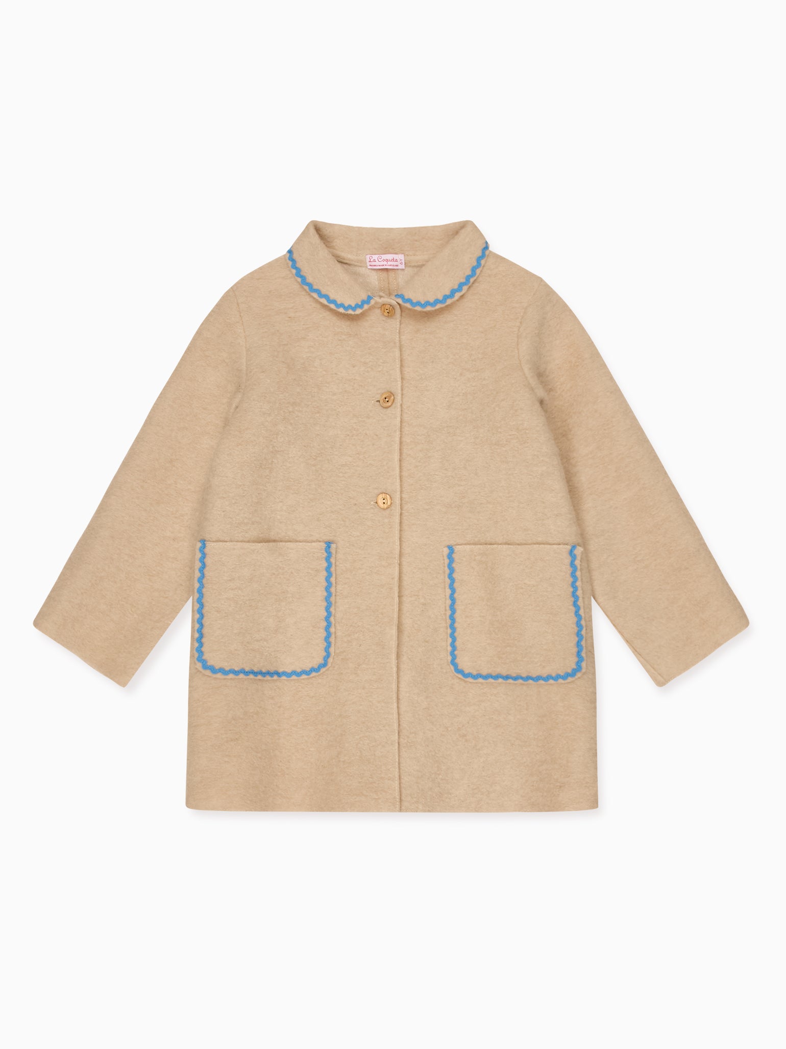 Beige Henrietta Girl Coat | La Coqueta UK – La Coqueta Kids
