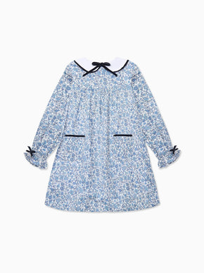 Blue Floral Iris Liberty Girl Empire Dress
