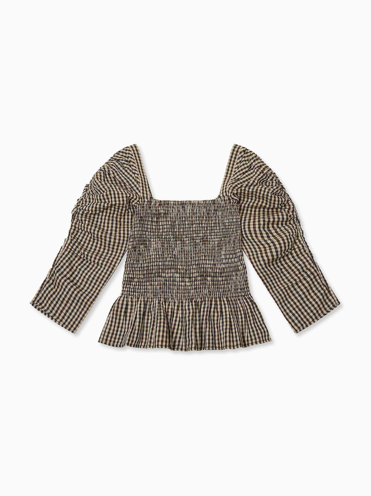 Burgundy Check Isabella Womens Long Sleeve Top