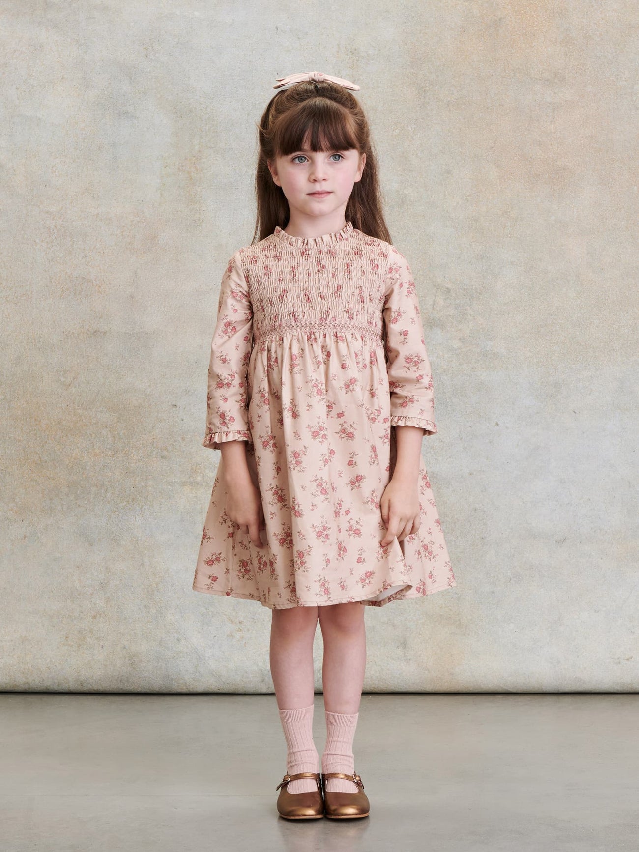 Pink Floral Ivina Girl Smock Dress