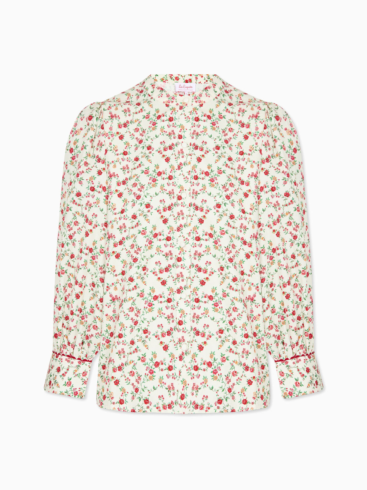 Ivory Floral Livia Womens Long Sleeve Shirt