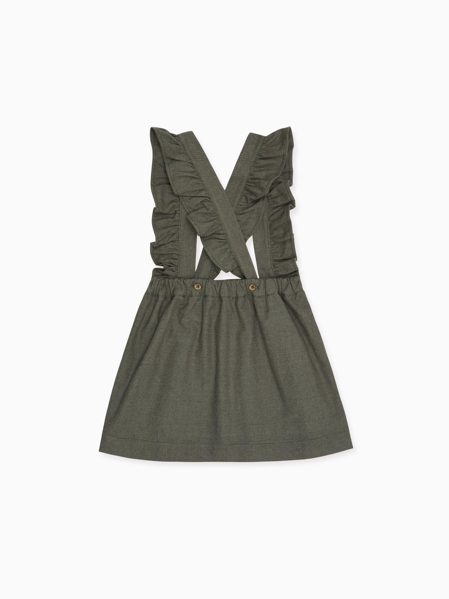 Olive Check Girl Pinafore Skirt