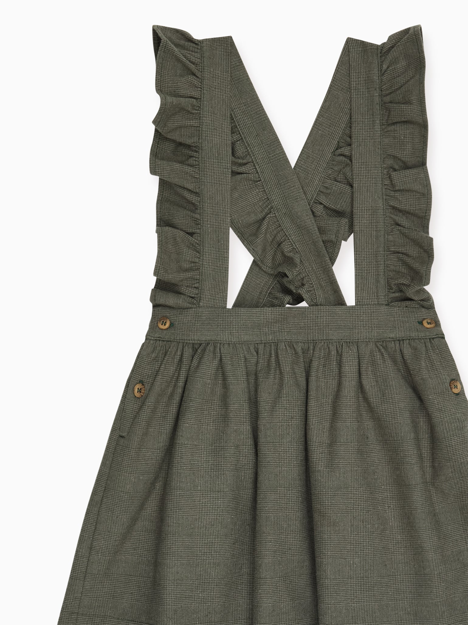 Olive Check Girl Pinafore Skirt