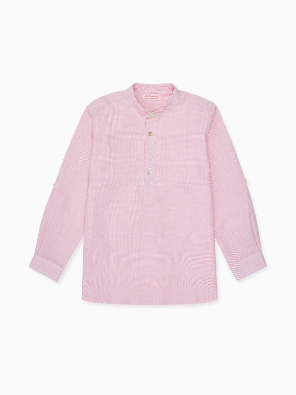 Red Check Jazmin Cotton Long Sleeve Boy Shirt