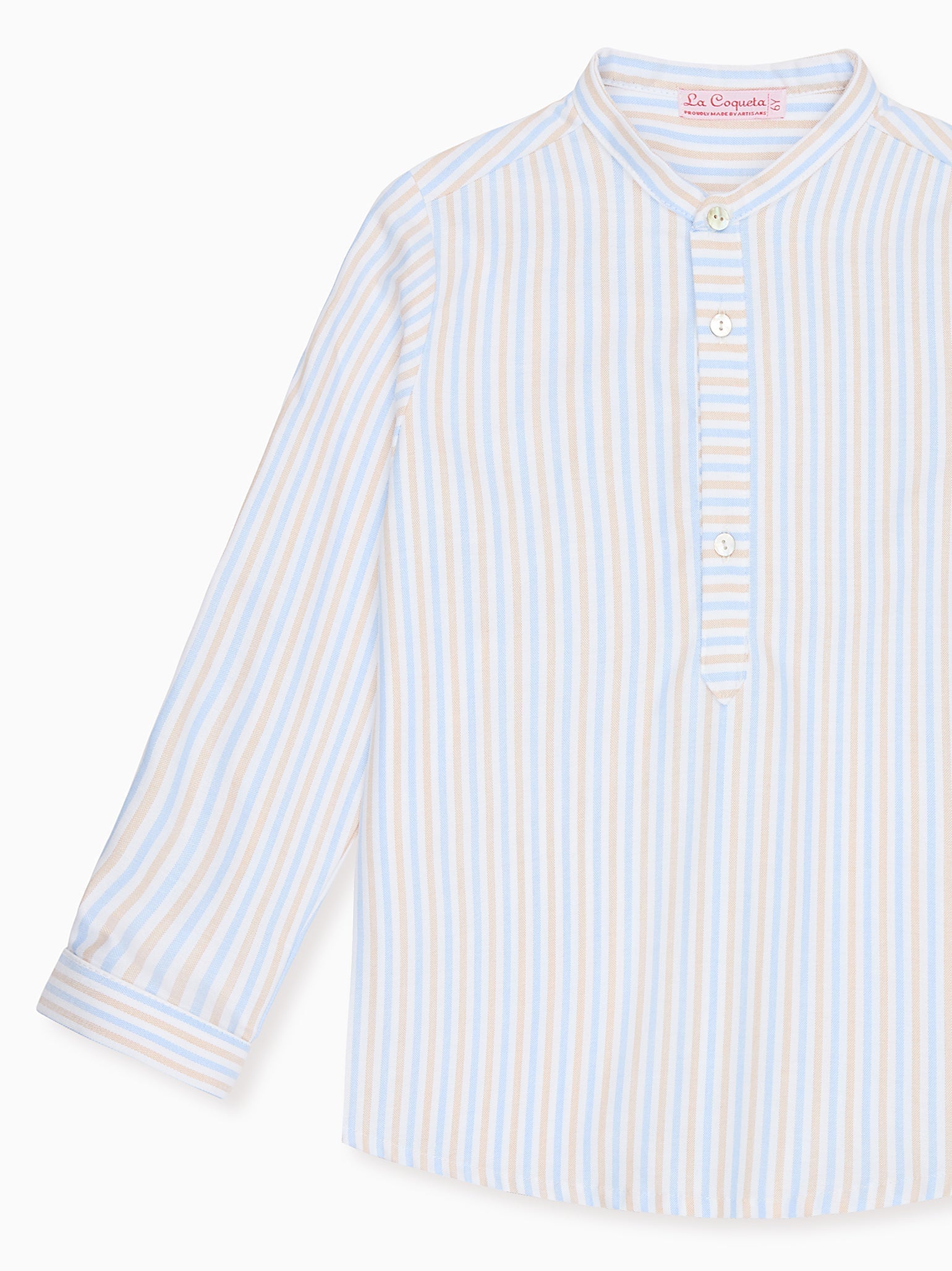 Caramel Stripe Jazmin Long Sleeve Boy Shirt