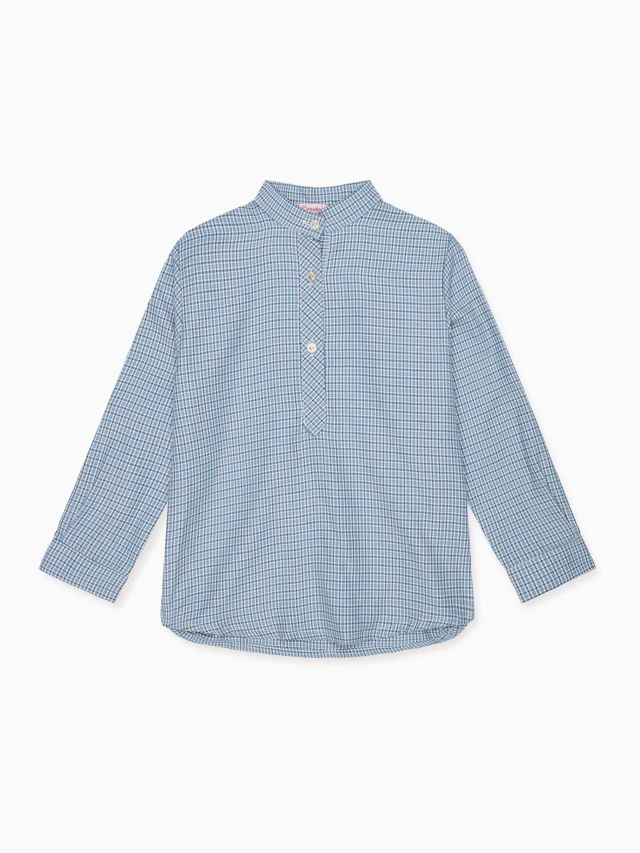 Dusty Blue Check Jazmin Long Sleeve Boy Shirt
