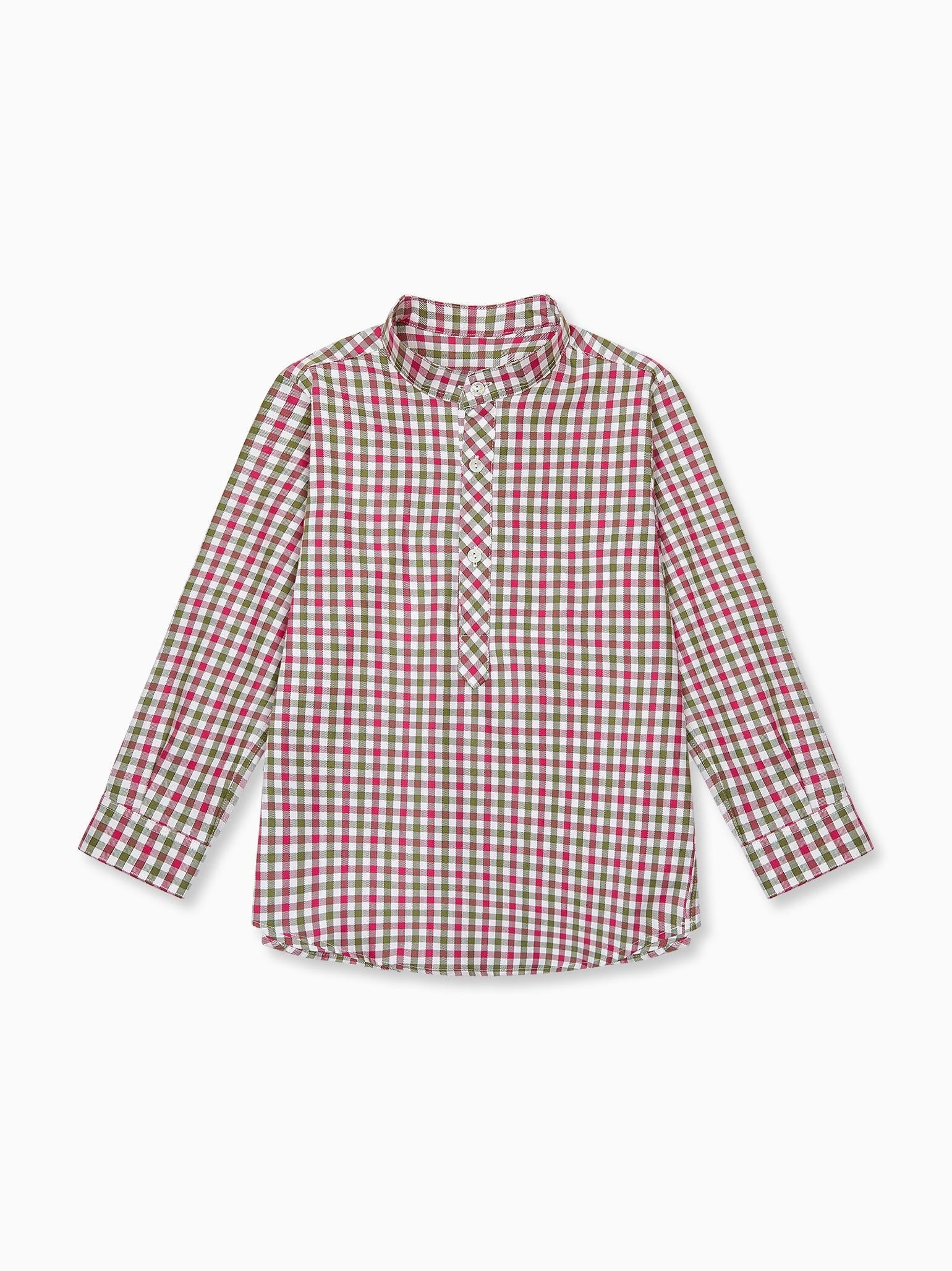 Green Check Jazmin Long Sleeve Boy Shirt