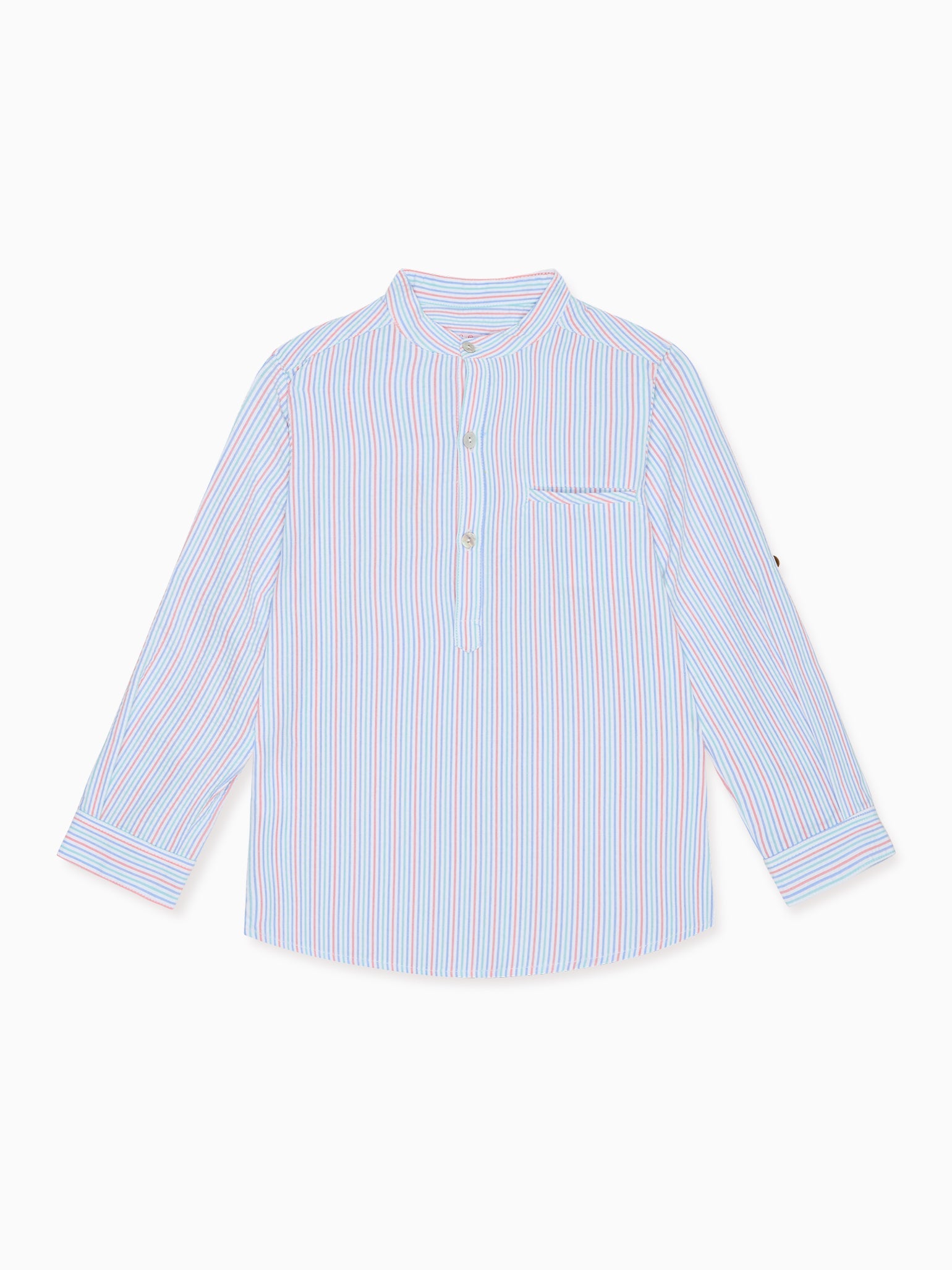 Coral Stripe Mateo Long Sleeve Boy Shirt