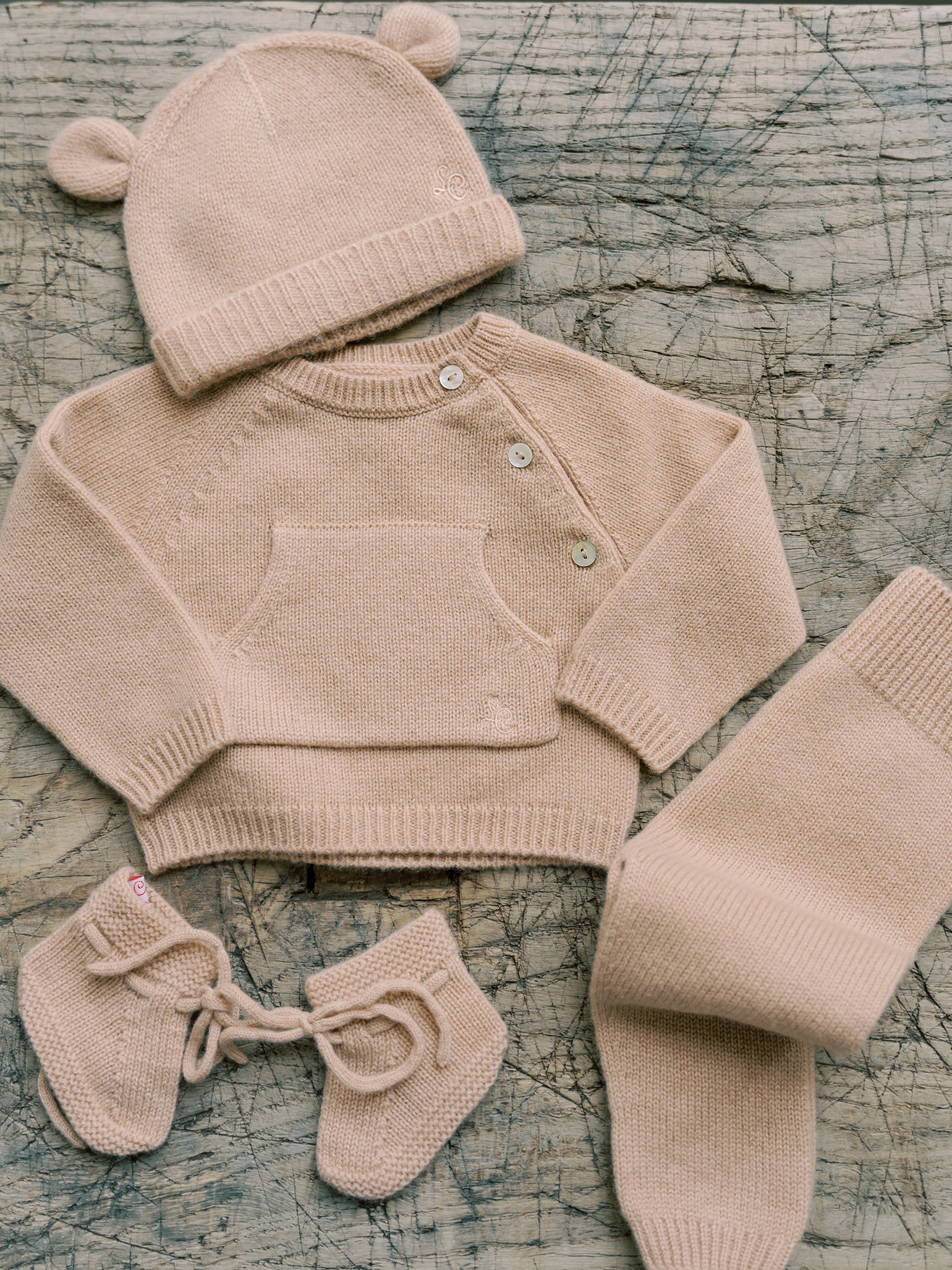 Camel Melange Evita Cashmere Baby Booties