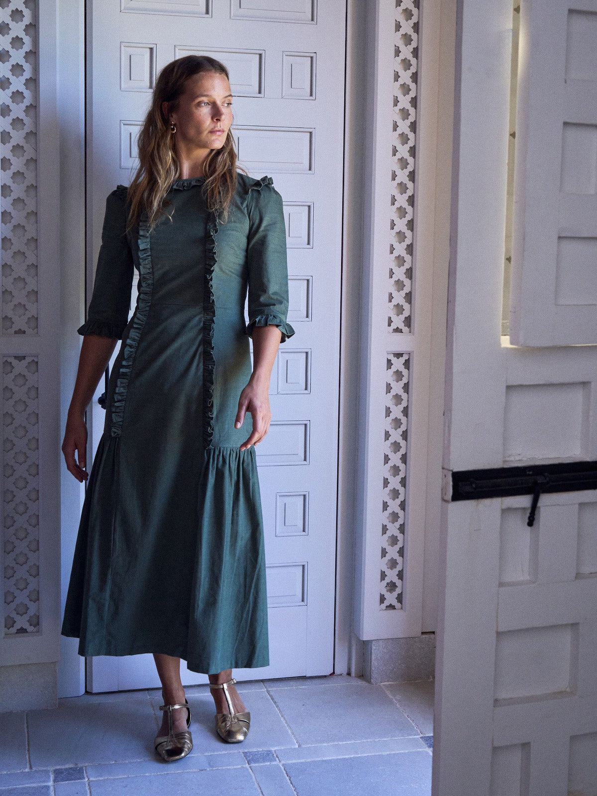 Olive Green Violeta Womens Long Dress