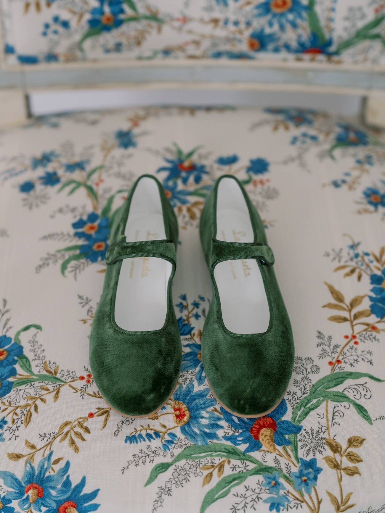 Forest Green Velvet Girl Mary Jane Shoes