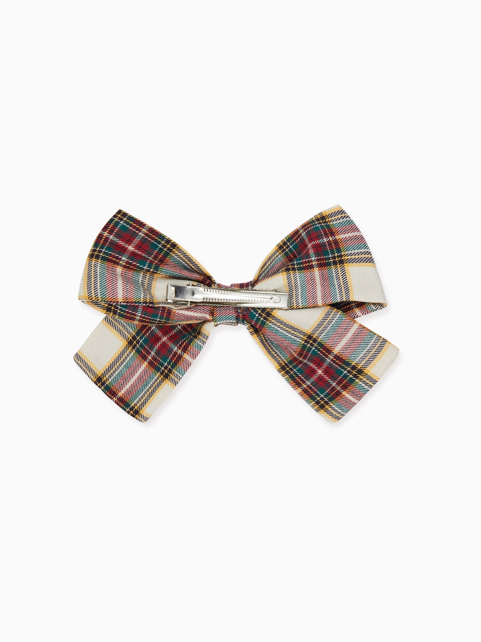 Ivory Tartan Large Bow Girl Clip