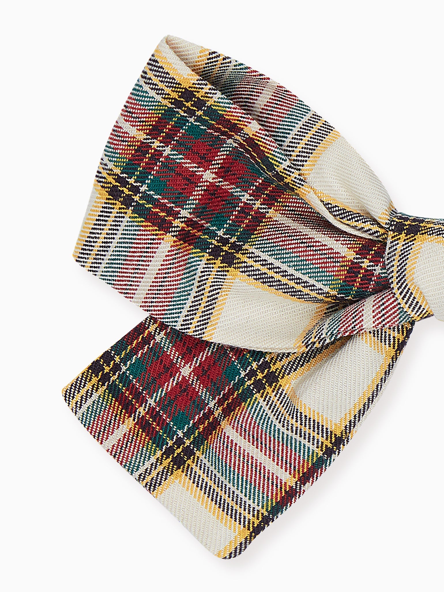 Ivory Tartan Large Bow Girl Clip