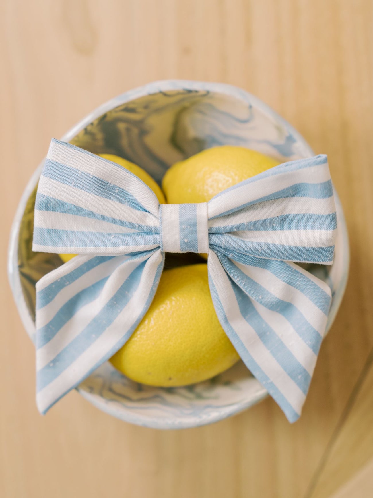 Blue Stripe Girl Large Bow Clip