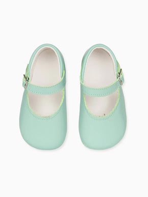 Pale Green Leather Baby Mary Jane Shoes