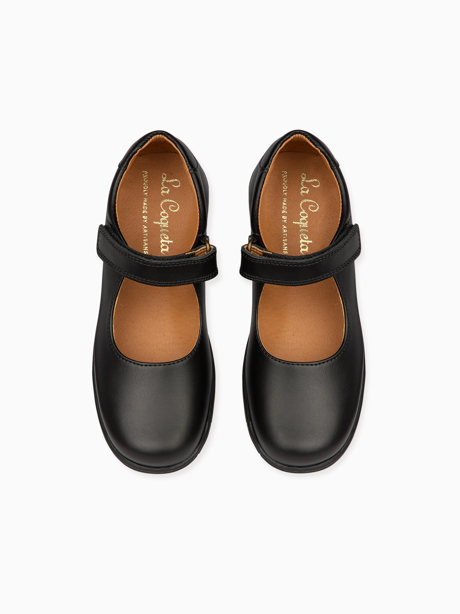 Black Leather Girl Classic School Shoes