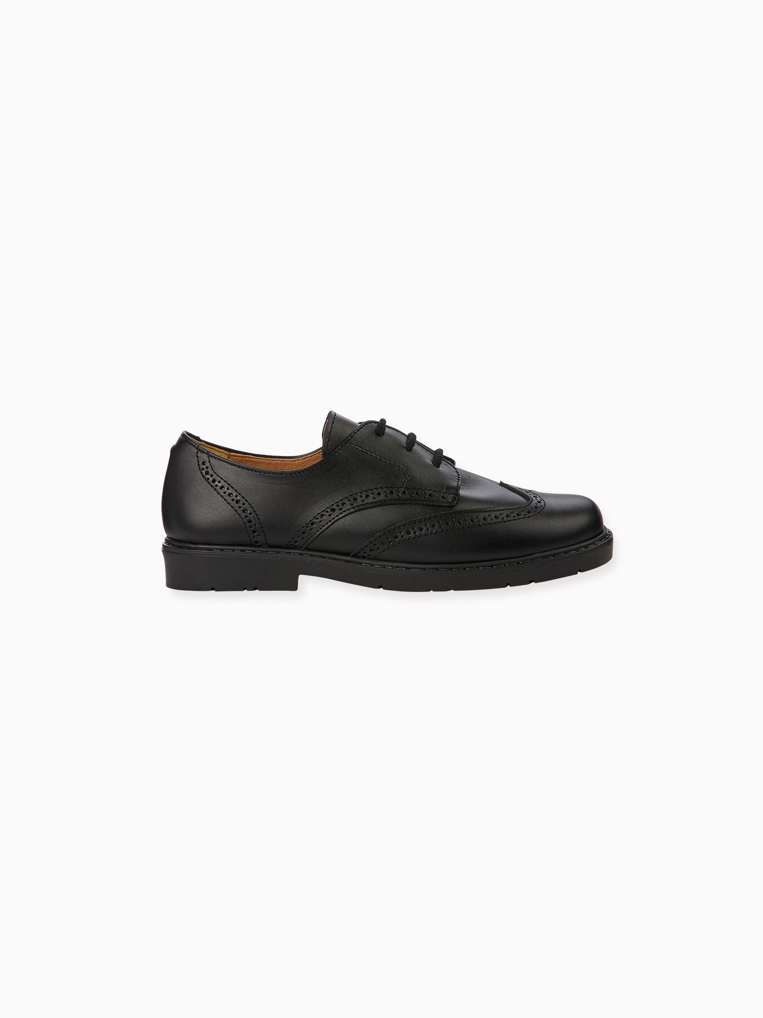 Black Leather Lace Up Kids School Shoes