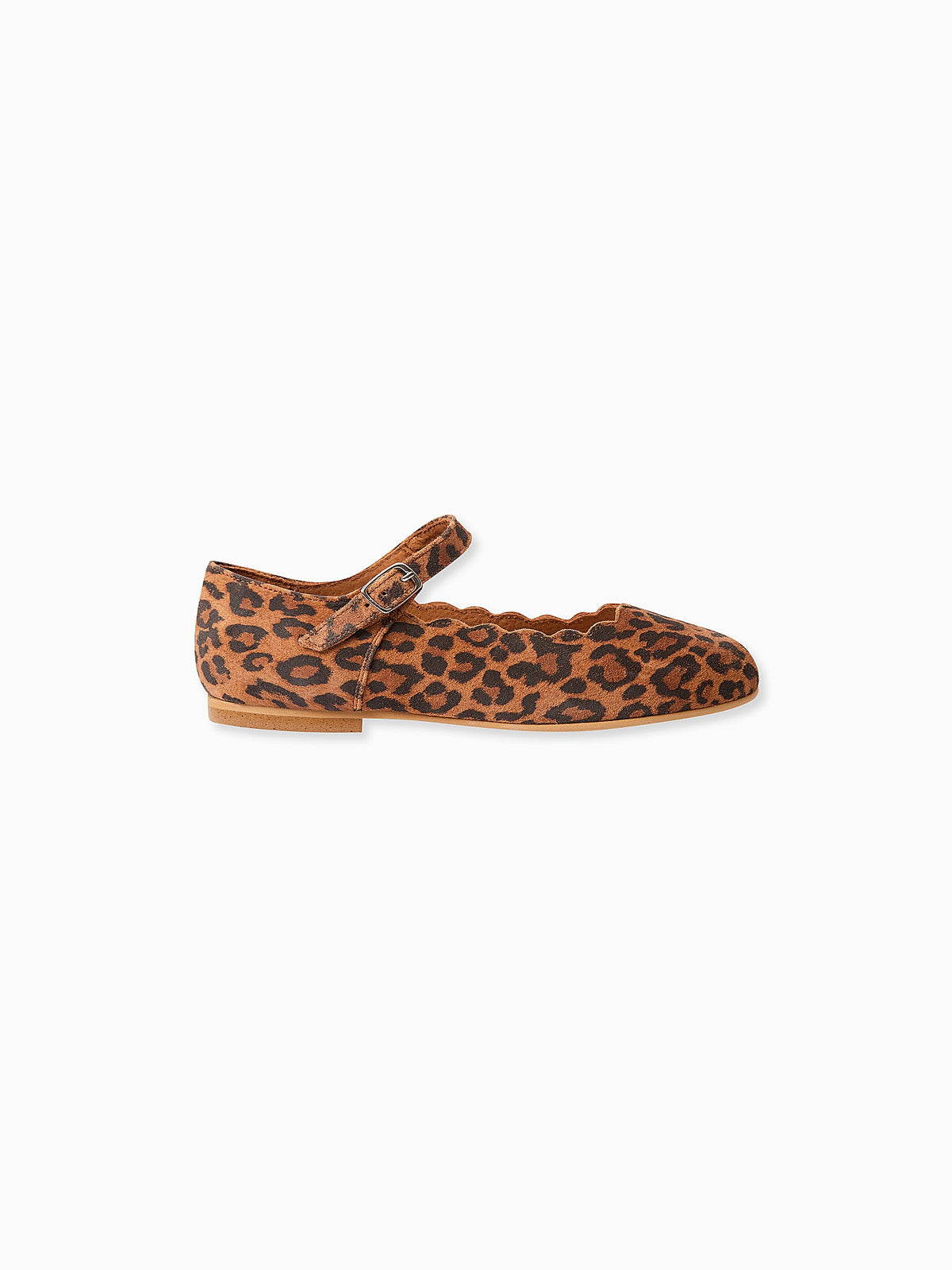 Leopard Leather Girl Scallop Mary Jane Shoes