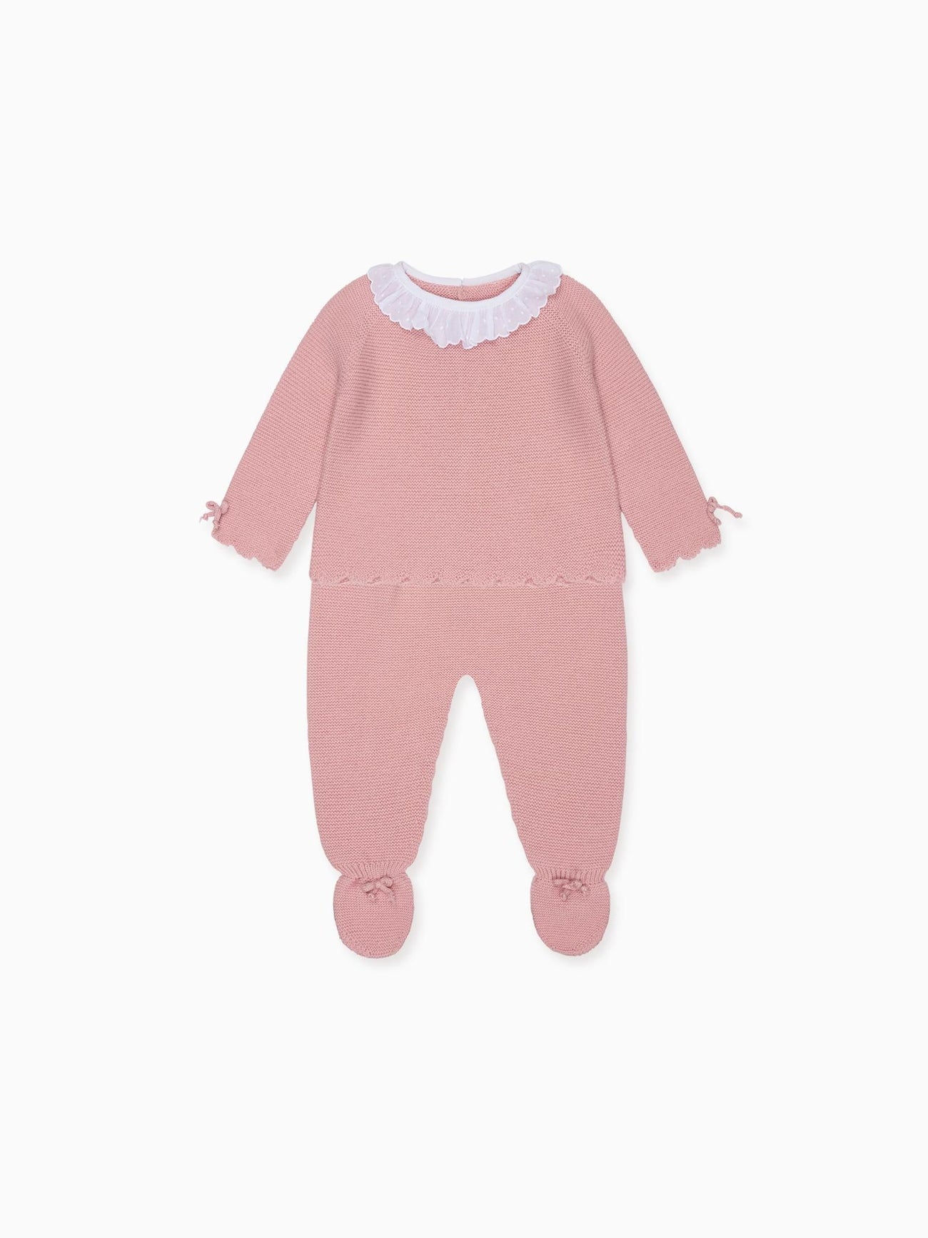 Dusty Pink Leonor Merino Baby Girl Knitted Set