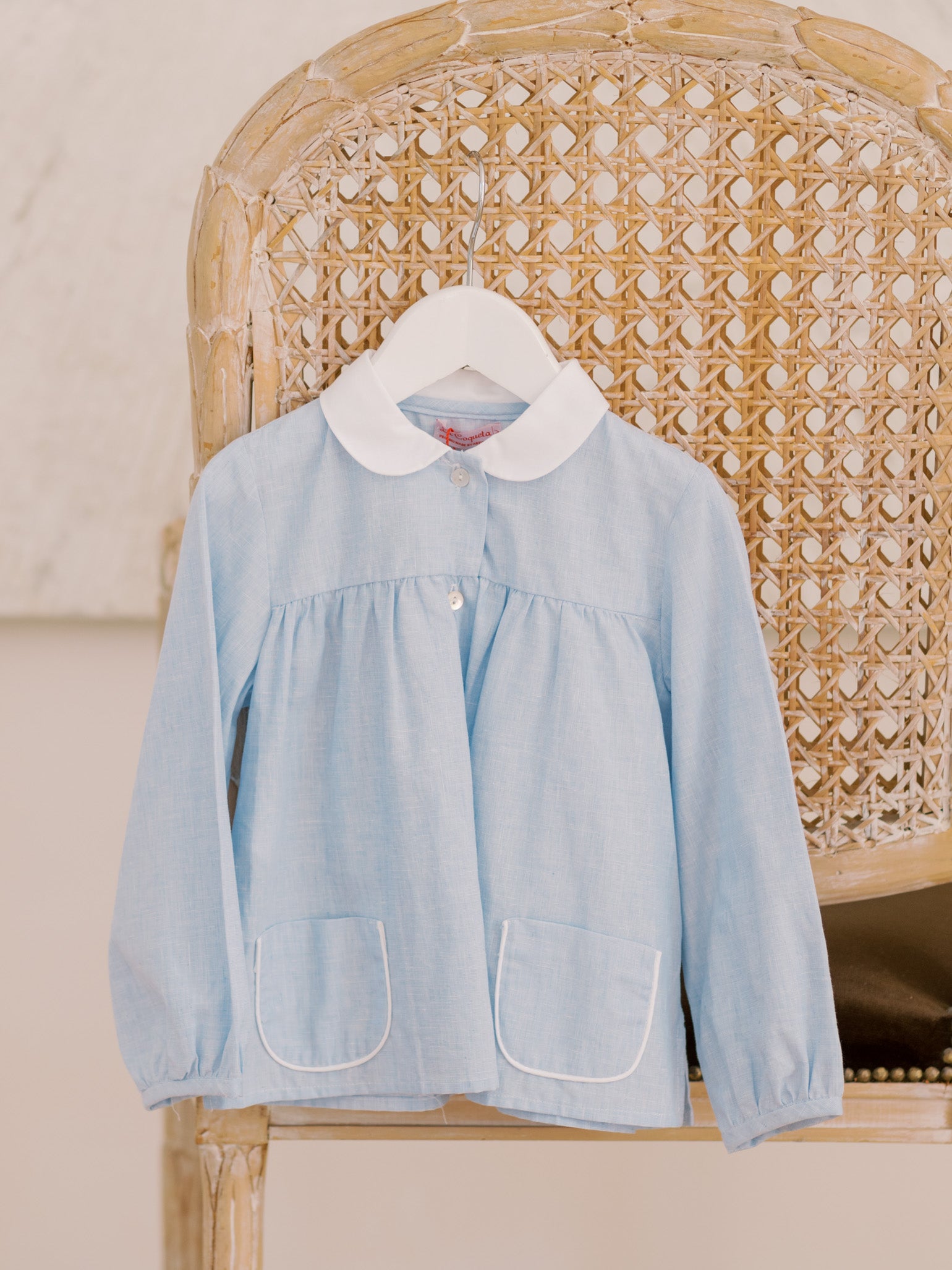 Light Blue Tino Linen Mix Baby Shirt
