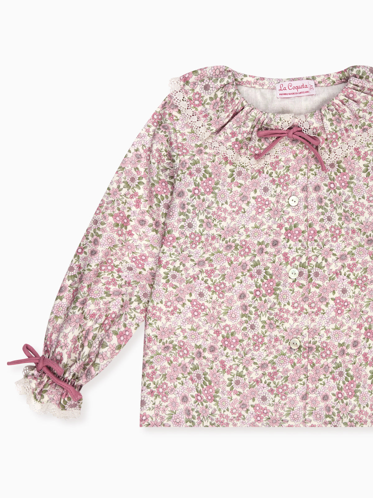 Pink Floral Lila Long Sleeve Baby Girl Shirt