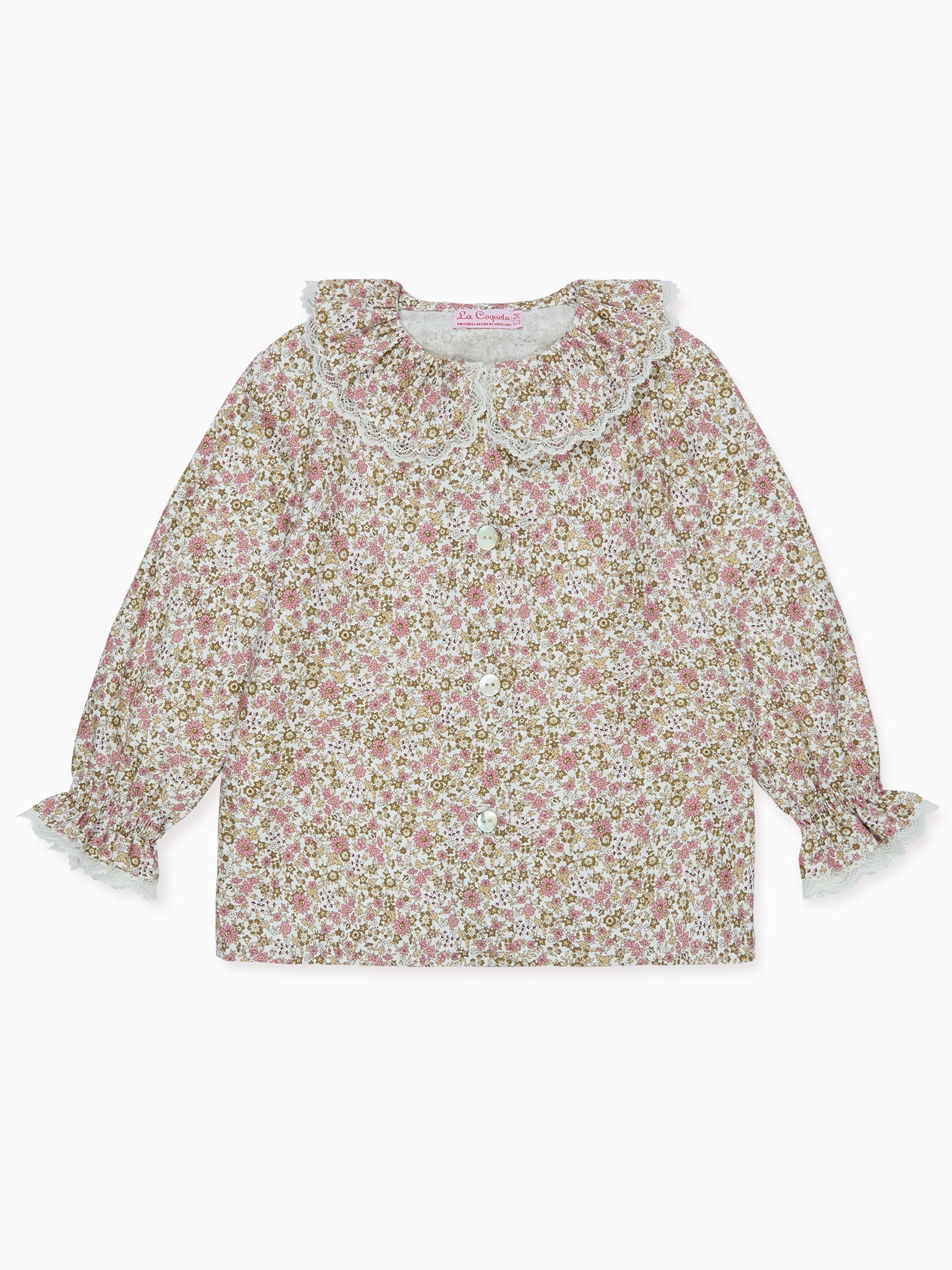 Pink Floral Lila Long Sleeve Baby Girl Shirt