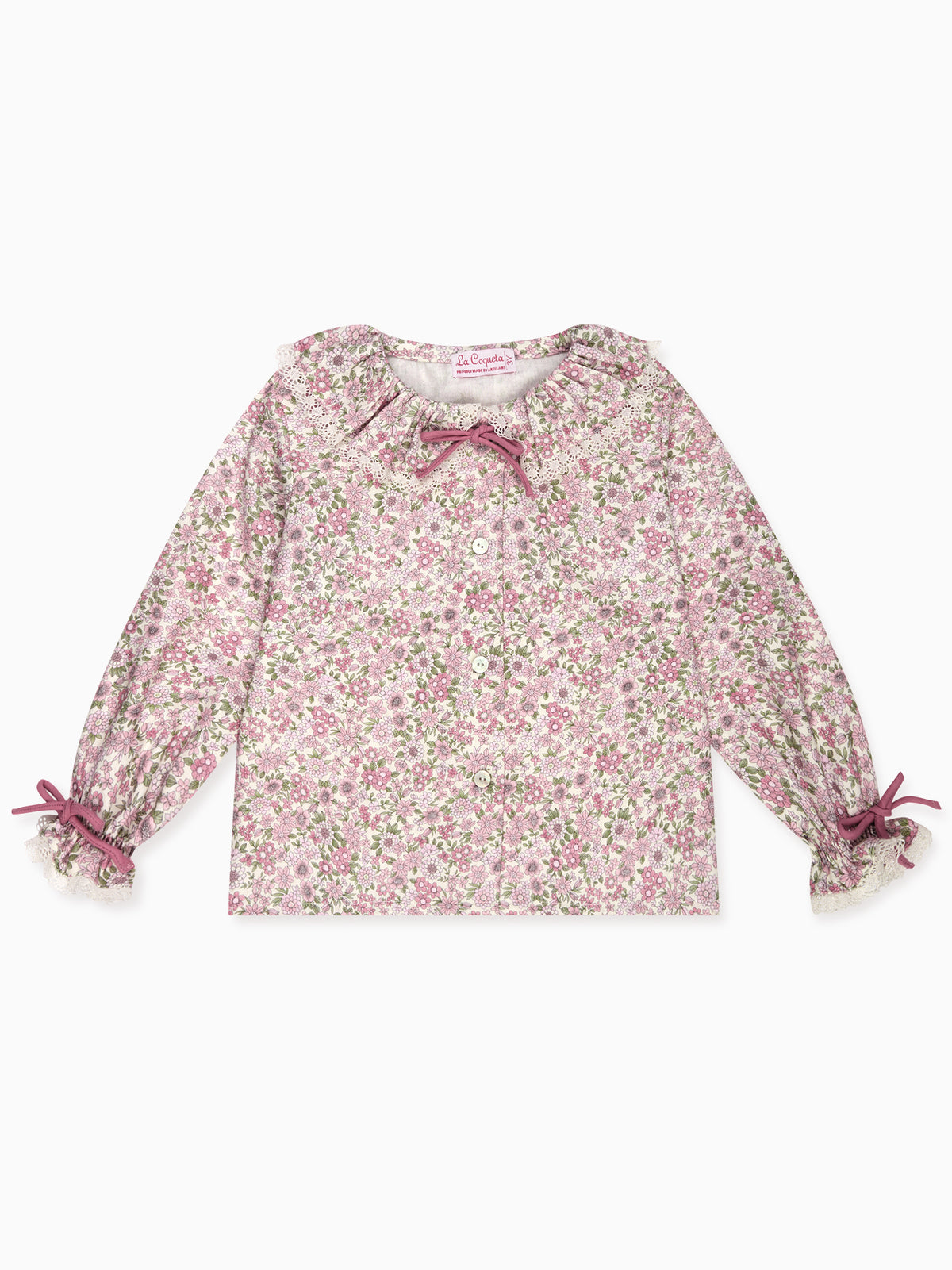Pink Floral Lila Long Sleeve Baby Girl Shirt