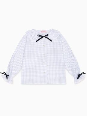 Blue Check Lila Long Sleeve Girl Shirt