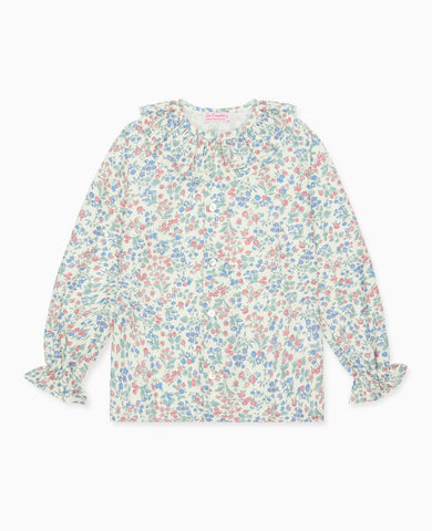 Cherry Floral Lila Long Sleeve Girl Shirt